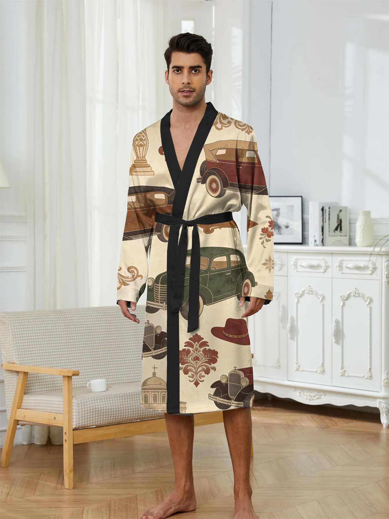 3D printed home bathrobe with fast drying, non fading, skin friendly and lightweight design for men's sleepwear