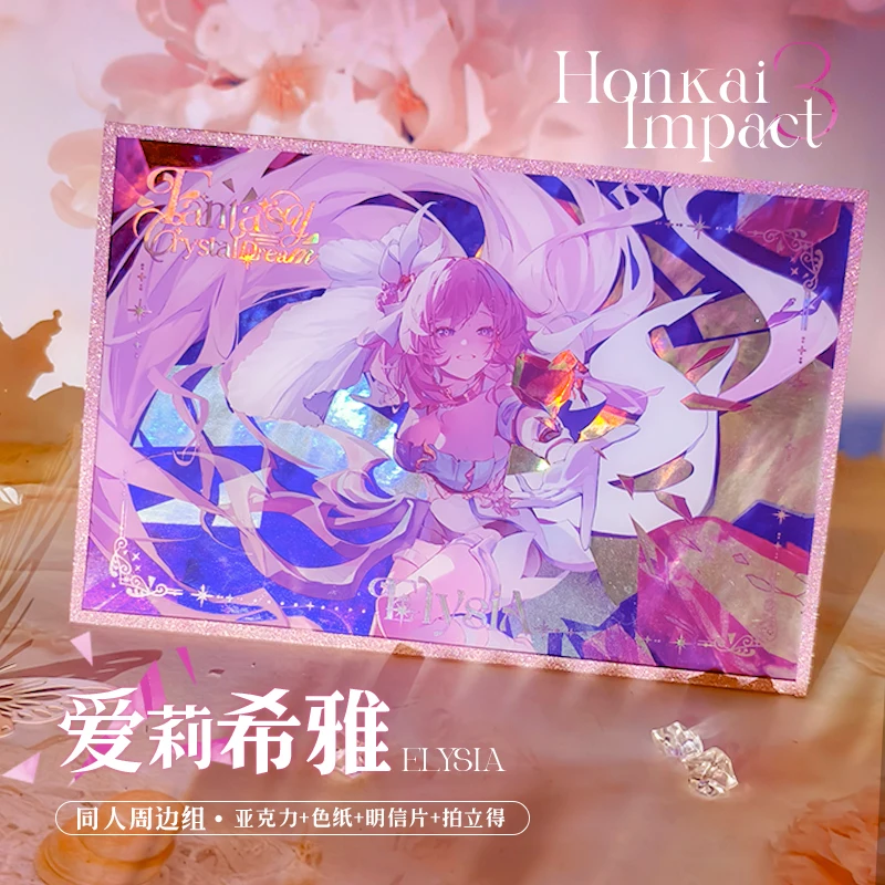 

Game Anime Honkai: Star Rail Elysia Cosplay Acrylic Stand Model Desk Decor Polaroid Bookmark Badge Colored Paper Postcard