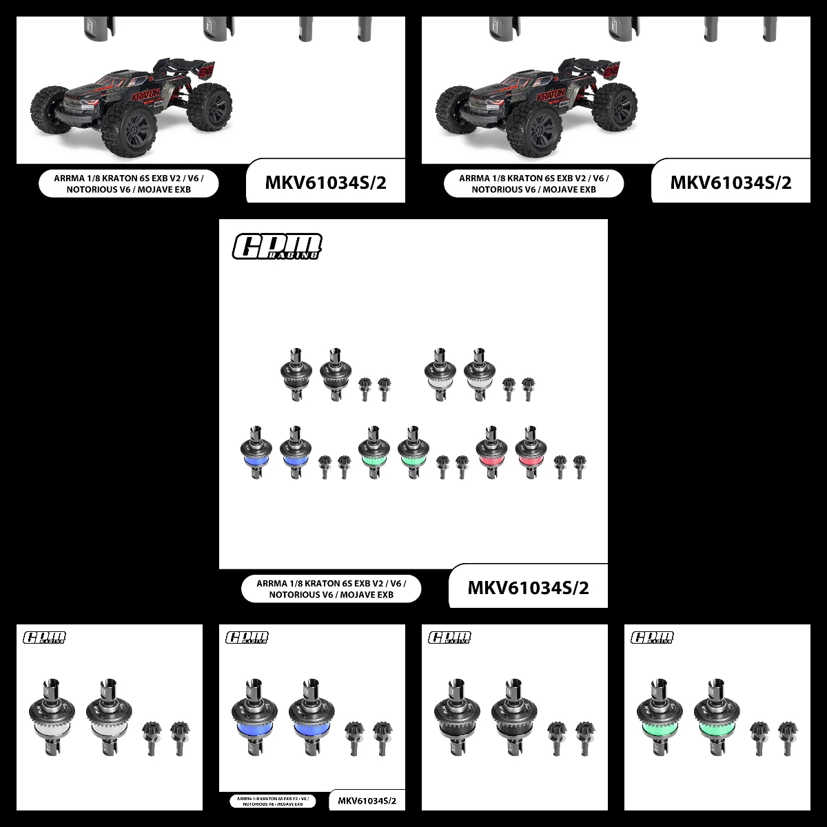 

GPM 20CrMnTi Steel + 7075 Alu F&R Complete Diffs ARRMA 1/8 Kraton Notorious EXB