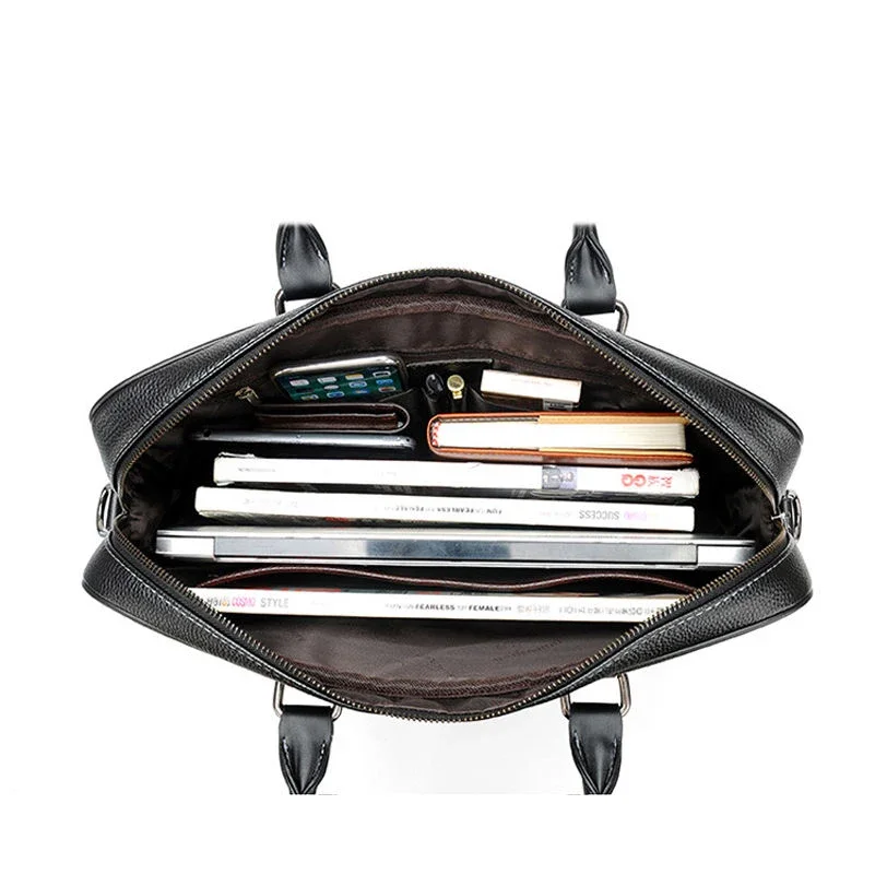 New Luxury Cow Genuine Leather Business Men's Briefcase Male Briefcase Shoulder Bag Men Messenger Bag15.6 Inch Tote Computer Bag