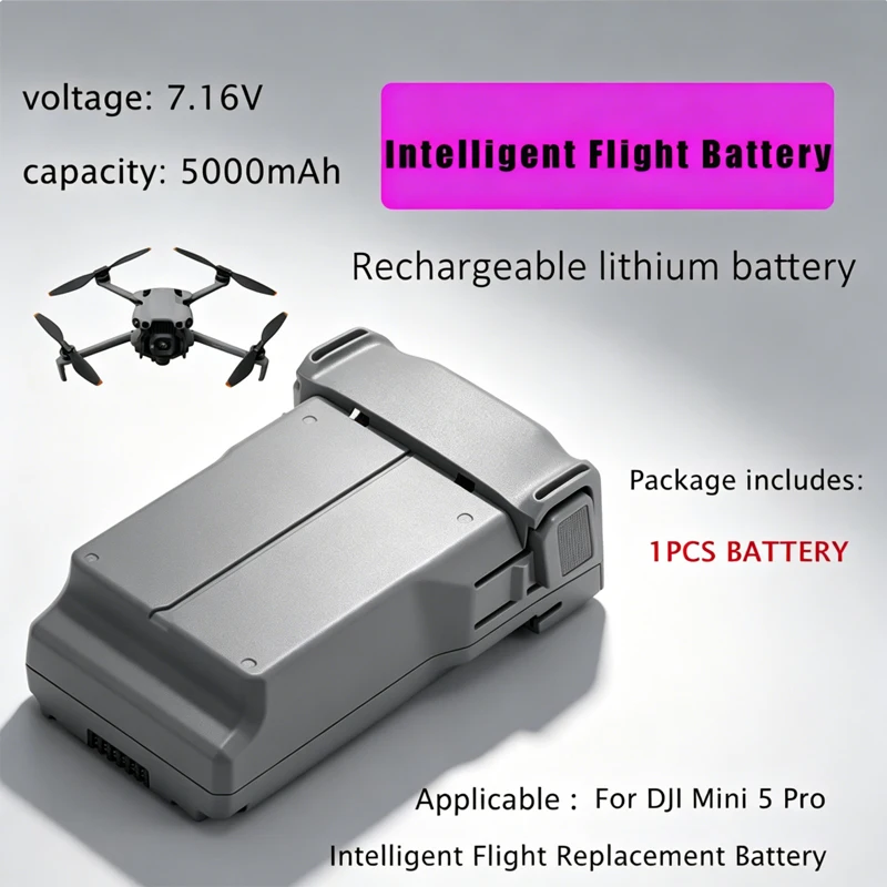 For DJI Mini 5 Pro Battery Plus 5000mAh Long Life Compatible Mini 5 Pro UAV Intelligent Flight Replacement Battery Accessories