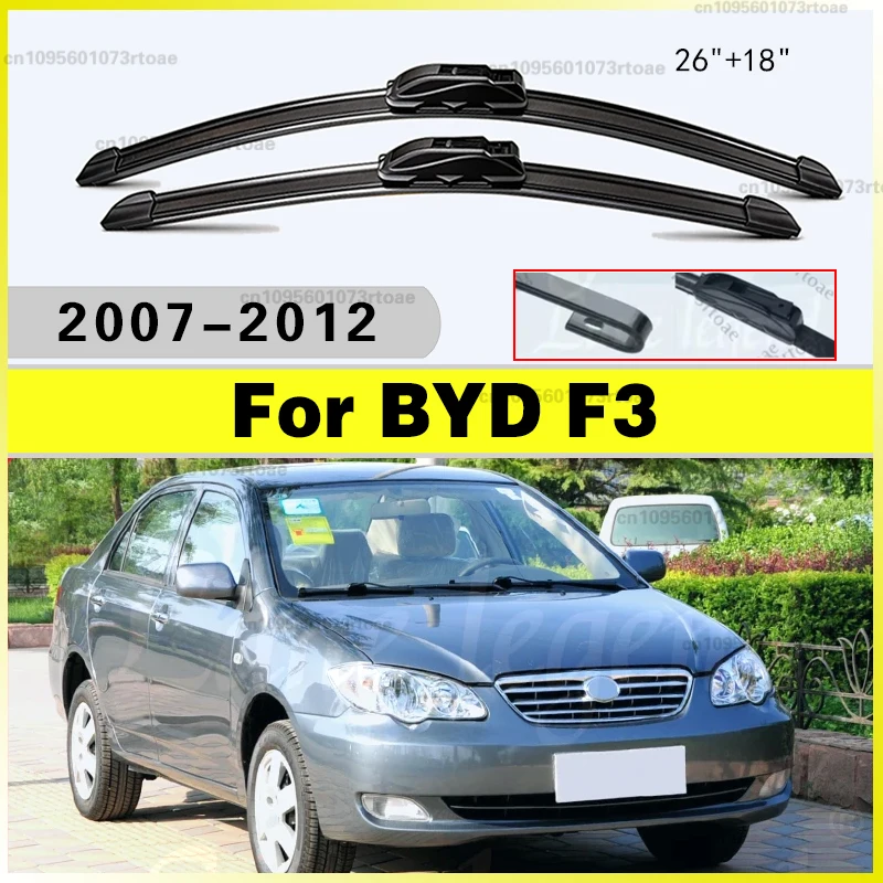 

Щетки стеклоочистителя (2 шт., 26+18 дюймов) для BYD F3 2007-2012, резиновые, для лобового стекла, аксессуары для автомобиля
