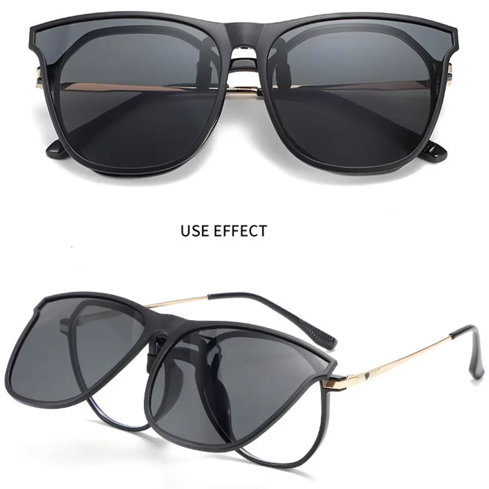 Polarized Clip On Sunglasses Men Women Car Driver Goggles Night Vision Eyewear Anti Glare Vintage Square Sun Glasses