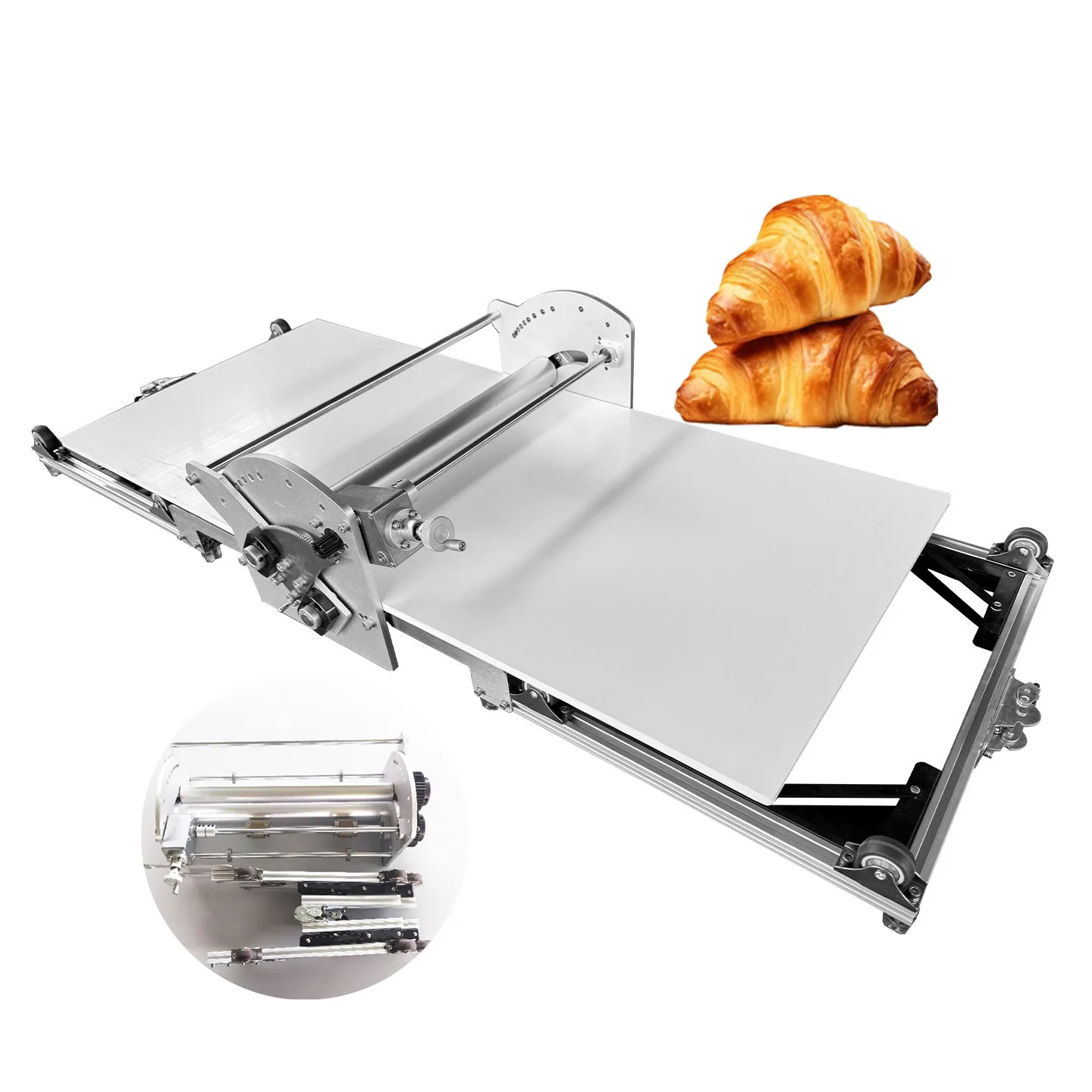 Pressa per impasto da tavolo Sfogliatrice per pasta per pane Spessore regolabile Croissant elettrico
