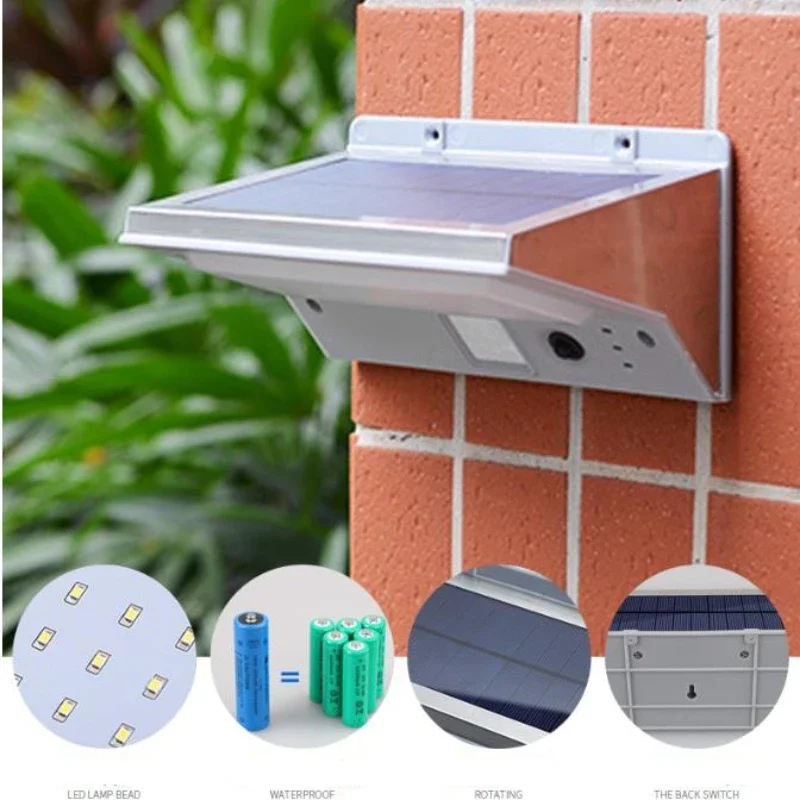 Street Solar Smart Lights, Lâmpadas de indução Fluor, LED ao ar livre, Iluminação impermeável da parede exterior, Iluminação do pátio