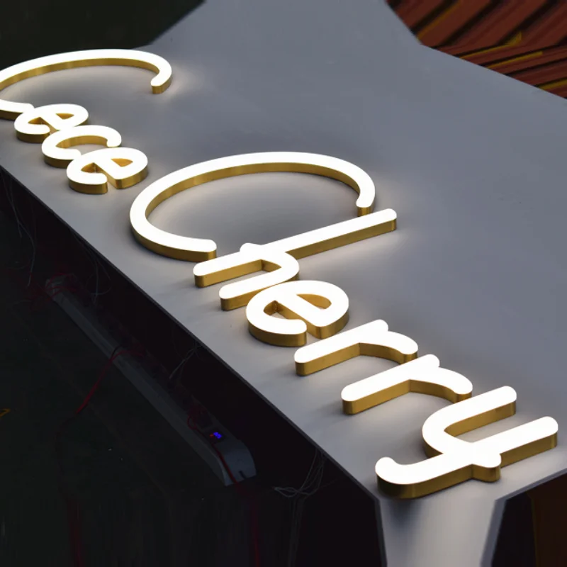 Numeri di casa a LED in acrilico 3D per esterni personalizzati, insegna al Neon imitazione Frontlit in acciaio inossidabile Color oro