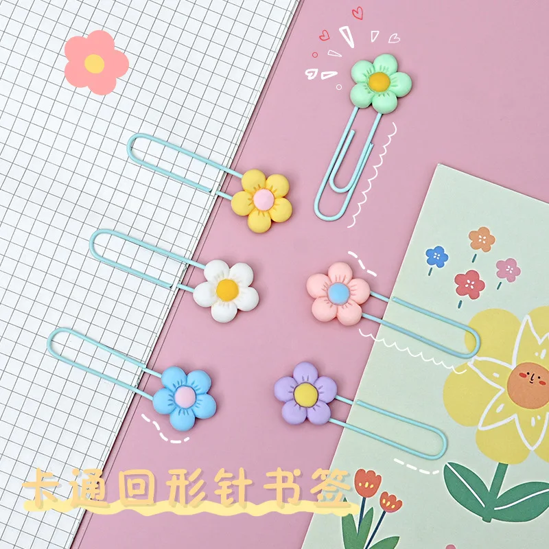 

Ins Style Flower Paper Clip PVC Bookmark Anime Cartoon New Cute Office Stationery Paper Clip Y2k Fashion Toys Anime Cartoon