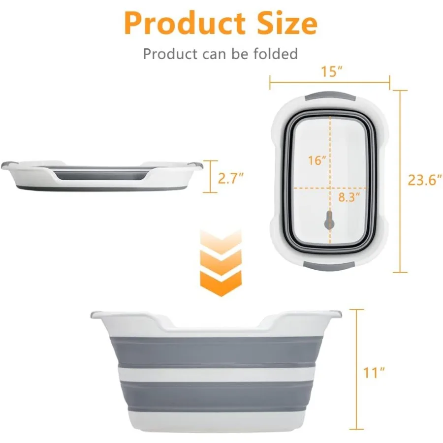 حوض استحمام للحيوانات الأليفة متعدد الأغراض قابل للطي مع فتحة تصريف للاستحمام/الدش، سلة غسيل محمولة
