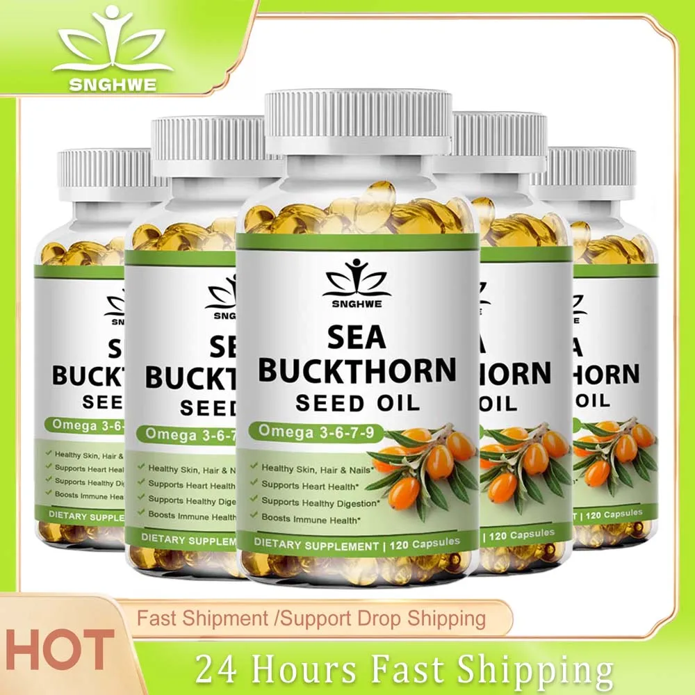 Sea Buckthorn Oil Blend Capsules, Complete Omega-7, Skin, Digestive Health Daily Supplements