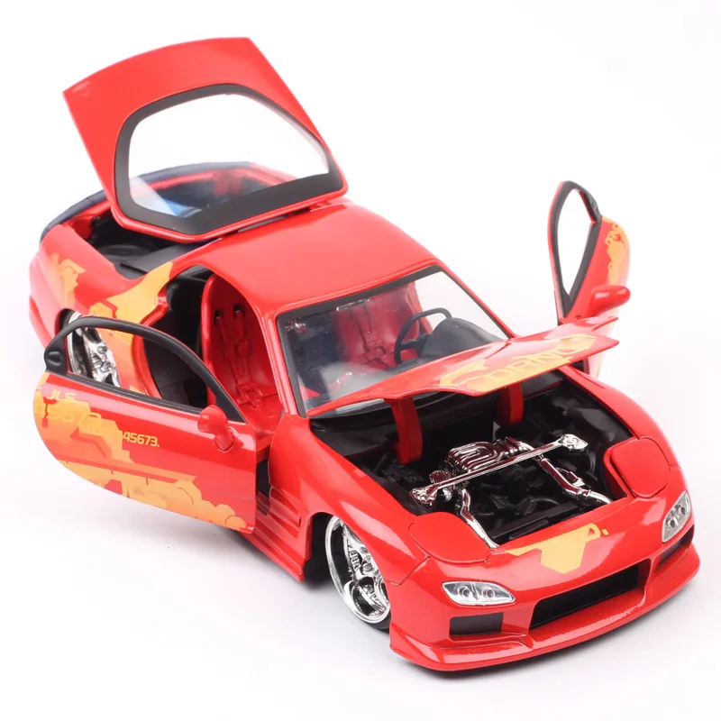 Car Only! 1/24 Scale Jada Dom\'s 1993 Mazda RX-7 RX7 Car fast Diecasts & Toy Vehicles Red Furious Racing Miniatures