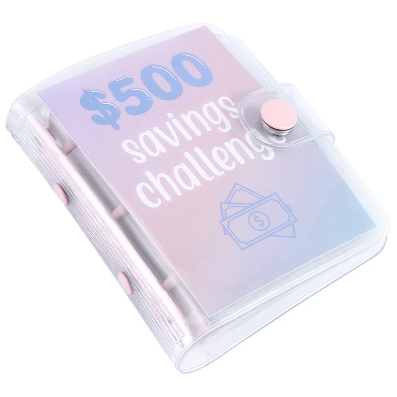 3 PCS Mini Binder Savings Challenge As Shown PVC Cash Envelope Wallet Budget Binder Notebook Budget