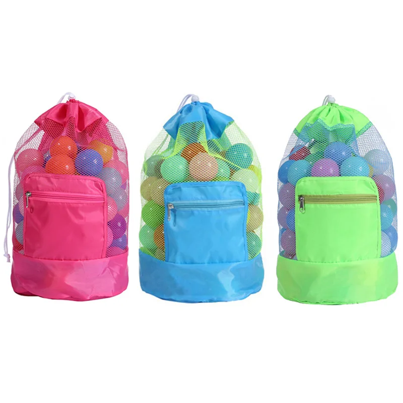 Large Capacity Kids Toy Storage Pouch Tote Bag Foldable Beach Mesh Bag Travel Beach Organizer Portable Net Storage Backpack