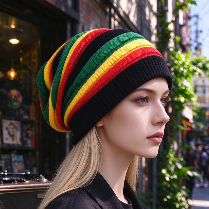 2022 Warm Hats Jamaica Reggae Gorro Rasta Style Cappello Hip Pop Men's Winter Red Yellow Green Black Fashion Women's Knit Cap
