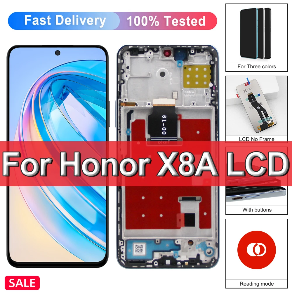 LCD For HUAWEI honor X8A CRT-LX1 CRT-LX2 CRT-LX3 LCD Display Touch Screen Digitizer Assembly for honor X8A Screen Replacement