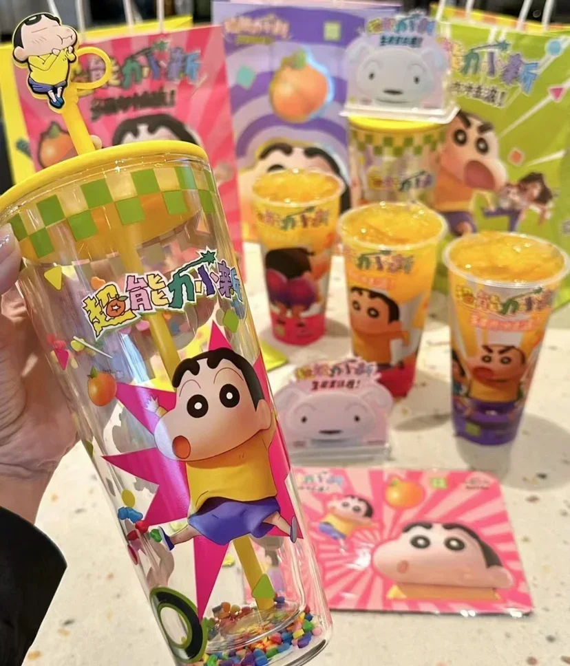 

Kawaii Water Cup Crayon Shin-Chan Refrigerator Sticker Crayon Shin-Chan Shake Glass Cup Cute Cup Anime Peripheral Toy Gifts