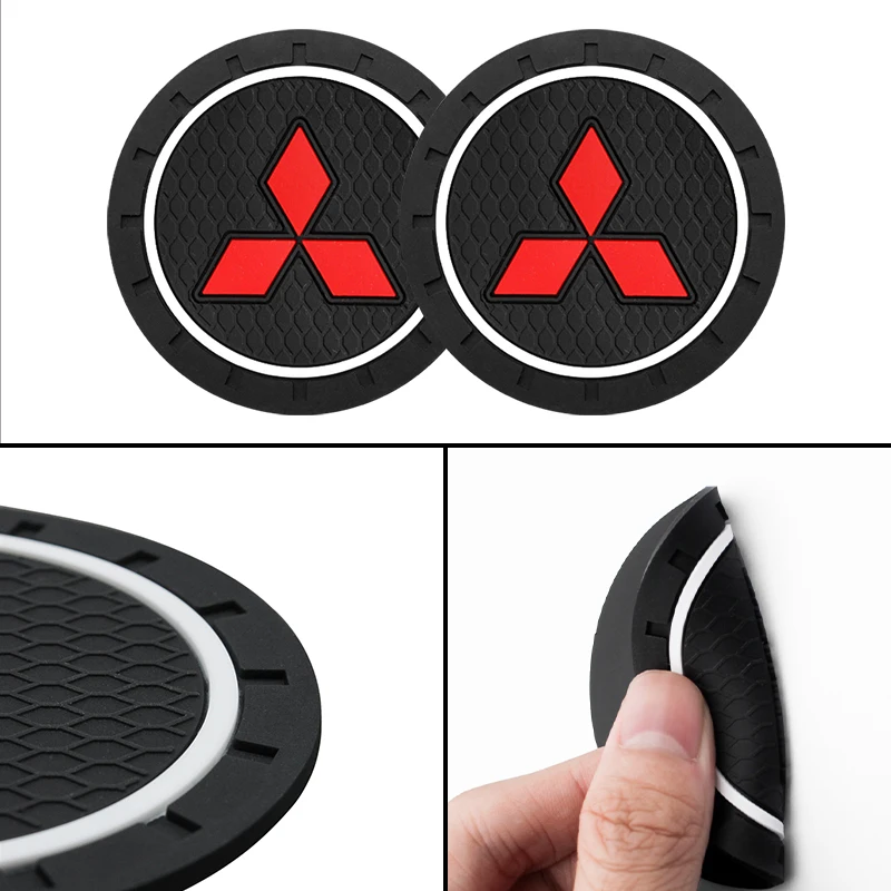 For Mitsubishi Lancer 9 Ex Evo ASX L200 Colt Pajero Sport Accessories Car Interior Coaster Auto Water Cup Holder Anti Slip Pads