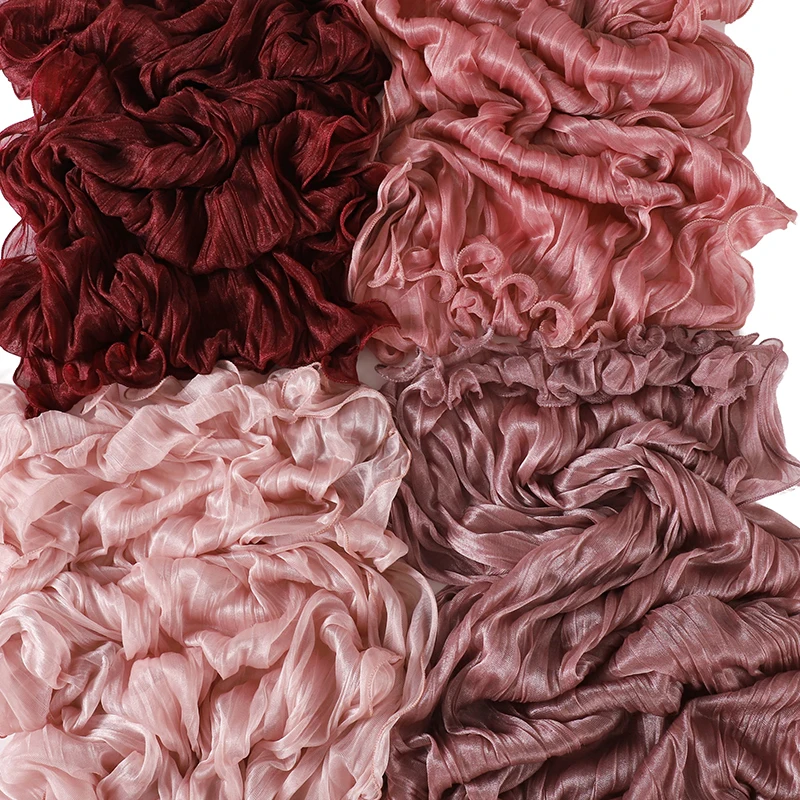Wellige Hijabs für Frauen in Unifarben, Leichte Knitterfreie Schals, Weiche Dehnbare Kopftücher, Atmungsaktive Damen-Turbane – Detail 6