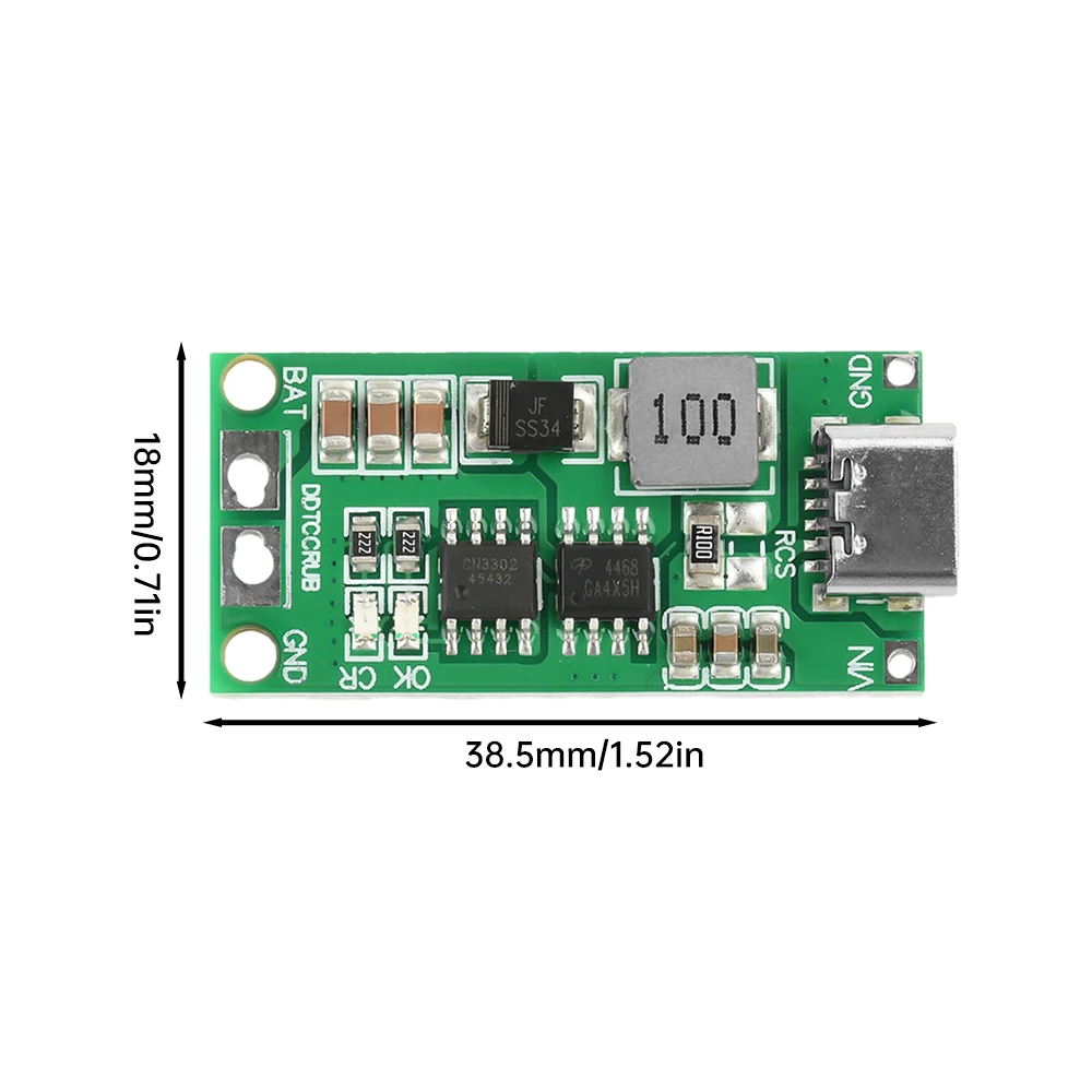 2S/3S/4S 1-4A Lithium Battery Step-up Charging Module Lithium Polymer Battery Charger Module with Type-C Interface