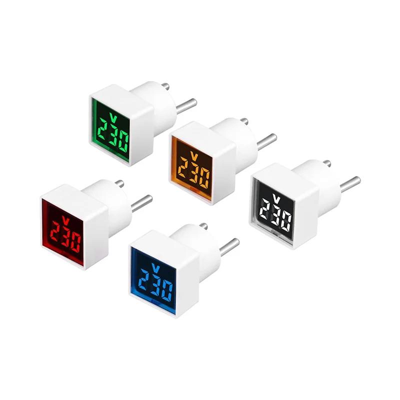 

B03B-Digital Voltmeter Square EU Plug Square Voltage Tester With LED Display And Indicator Light B