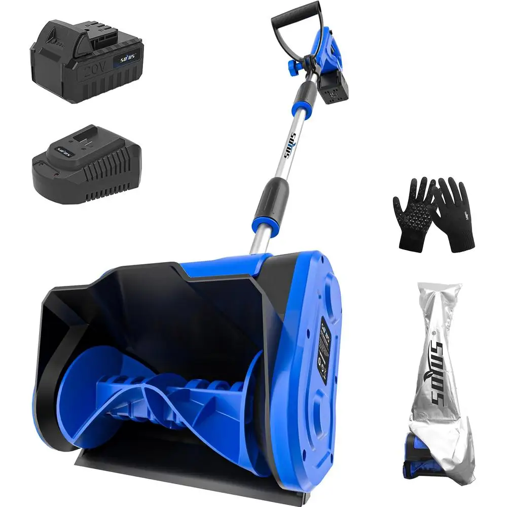 20V Cordless Electric Snow Shovel 11-Inch Blower with Adjustable Handle Dust Bag 4.0Ah Battery Lightweight Ergonomic Design