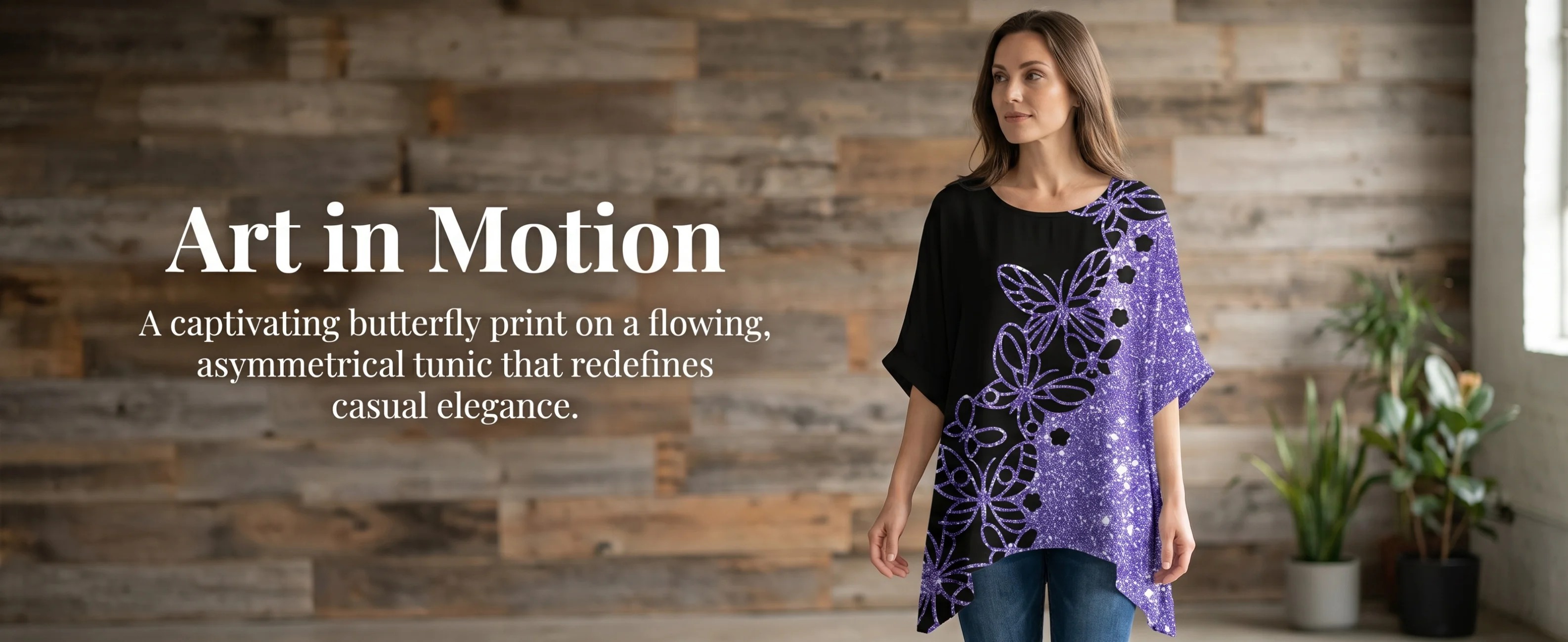 Gadinus Plus Size Damen-Bluse mit abstraktem Aufdruck, lockere Passform, langärmlig, asymmetrischer Saum, Übergröße, lässiges bedrucktes Tunika-Oberteil – Detail 2