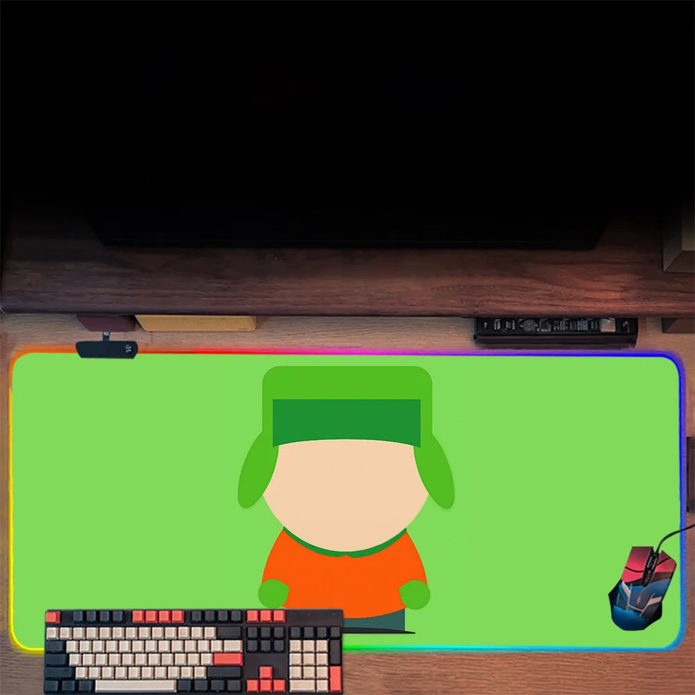 South Funny P-Park RGB Pc Gamer Keyboard Mouse Pad Mousepad LED Glowing Mouse Mats Rubber Gaming Computer Mausepad