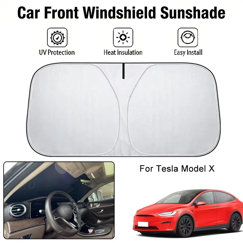 

Foldable Car Windshield Sun Shade UV Block Heat Insulation For Tesla Model X Interior Protection Accessories