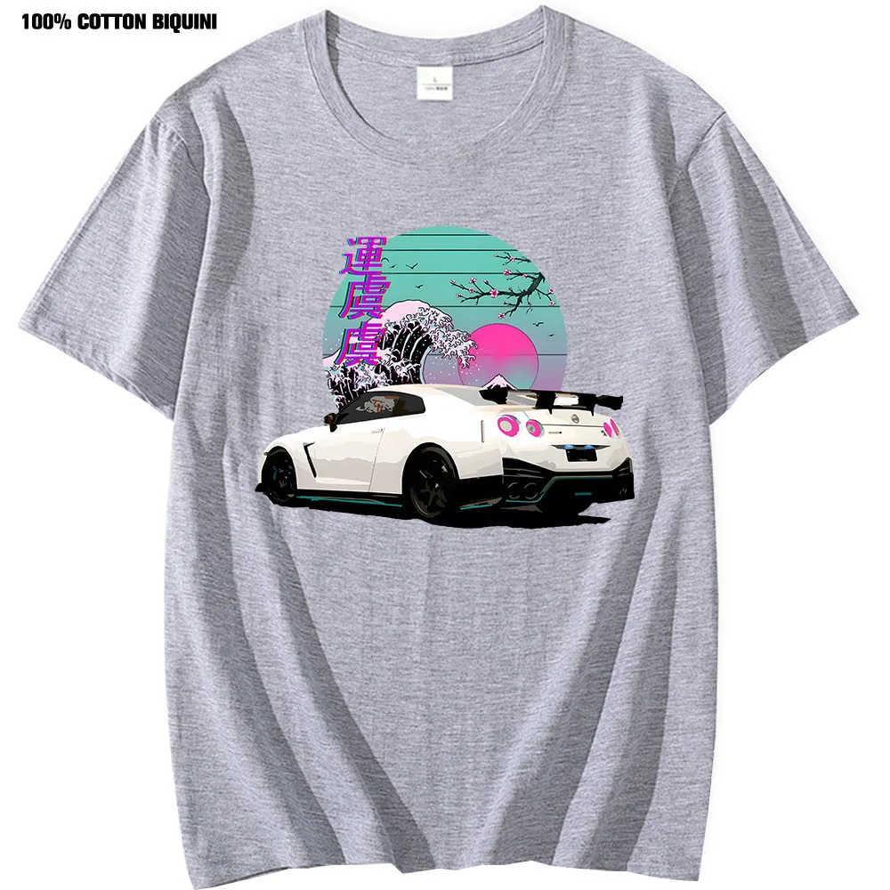 Anime T shirt For R35 Skyline GTR Vaporwave JDM Legend Car Print Shirt Men Short Sleeve 100% Cotton Graphic T shirts