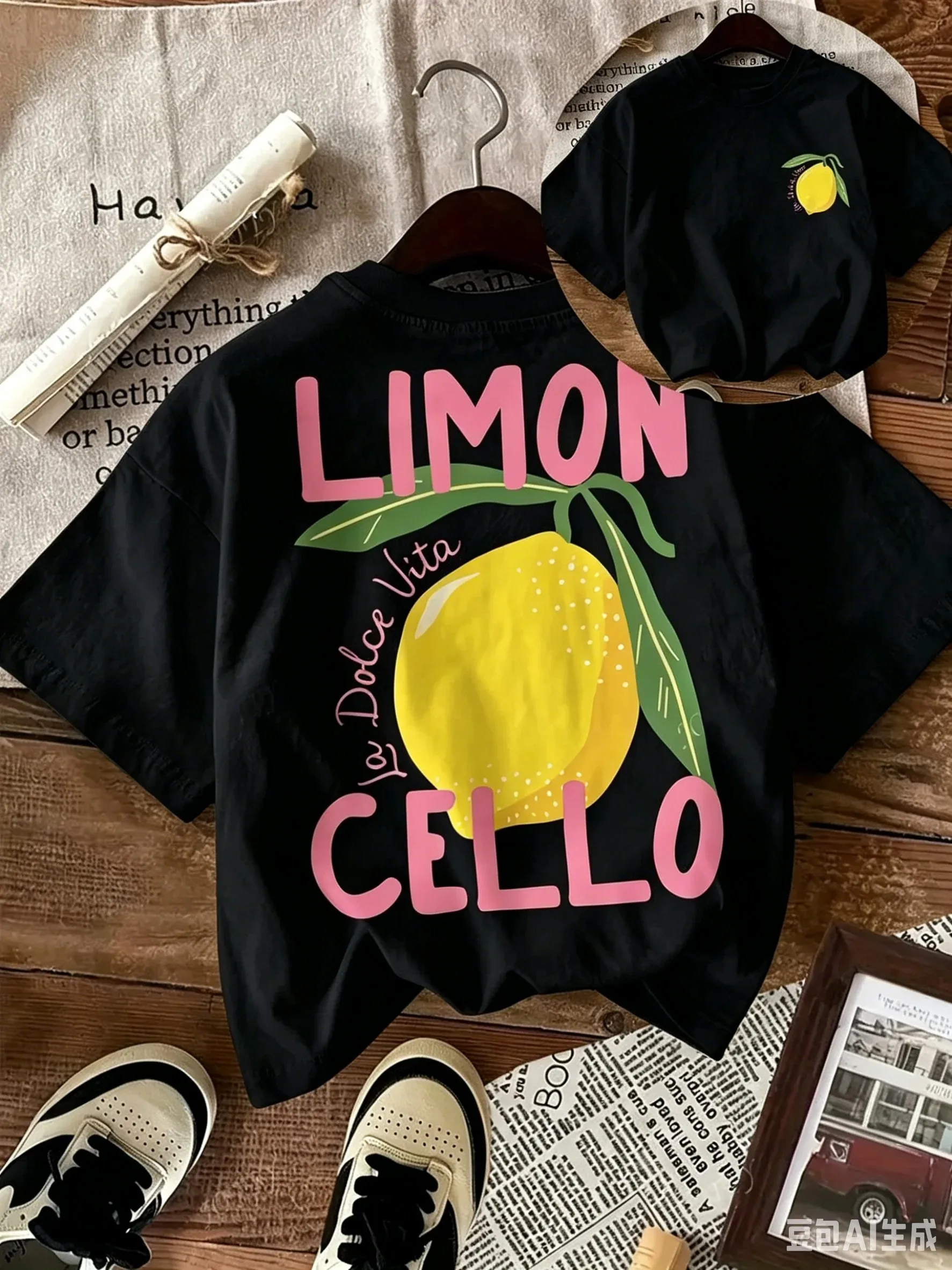 Neues Sommer-Baumwoll-T-Shirt für Kinder, lässiger Alltagsstil, atmungsaktiv und bequem, kurzärmelig, mit einem Cartoon-Zitronenmuster. – Detail 15