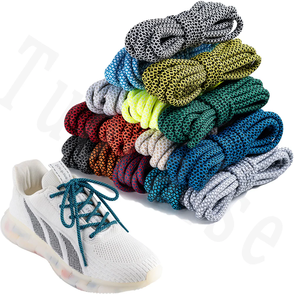 Lacets Lumineux Ronds Solides en Polyester, Double Document, pour Chaussures de dehors en Plein Air et Baskets, Colorateur, 5mm, 1 Paire