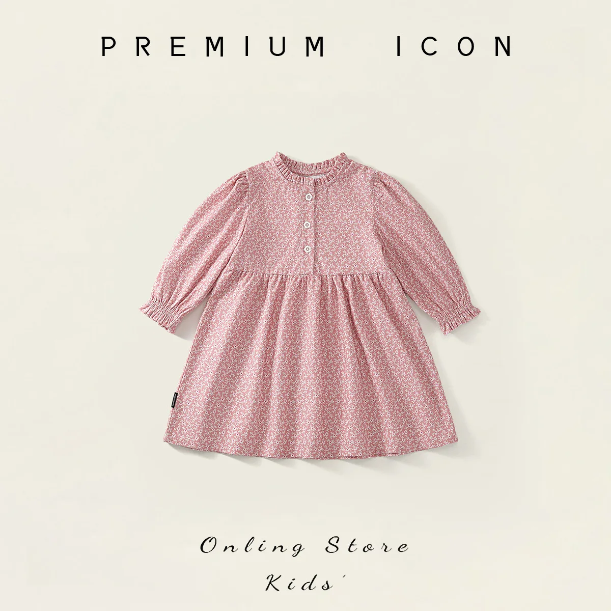 Korean Children's Clothing 2025 Spring and Autumn Floral Dress New Product, Girls' Pink Long Sleeved Princess Dress