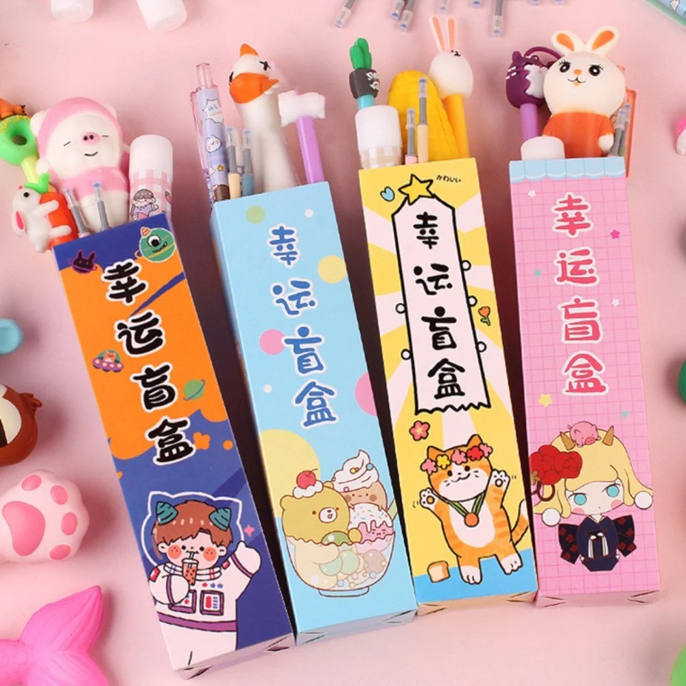 

Cartoon Stationery Surprise Blind Box Decompression pen Stationery Blind Box Style Random Lucky Pen Toy Blind Bag