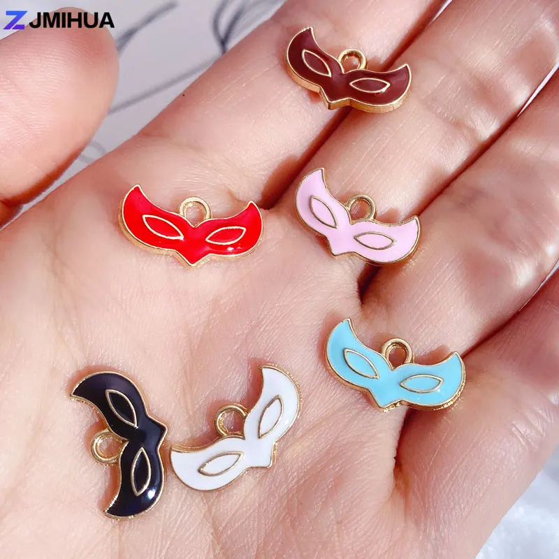 15pcs Enamel Charm Mask Party Halloween Masquerade Mardi Gras Pendants For Jewelry Making Supplies DIY Handmade Earrings Gifts