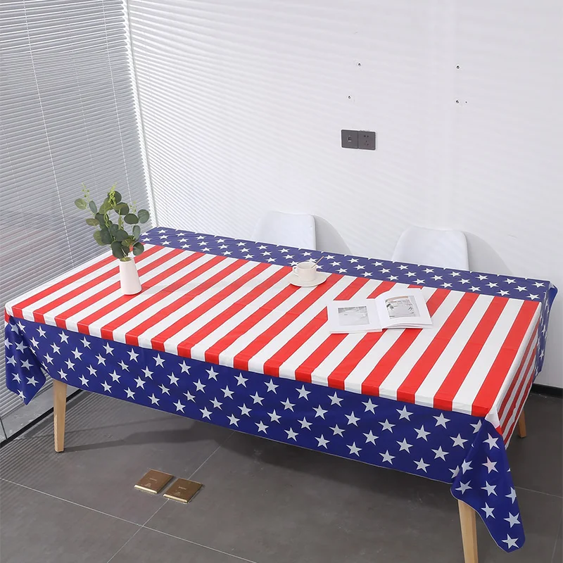 1pc Flag Shape 54x108 Inch Disposable Tablecloth Tablecloth Holiday Party Table Decoration Supplies