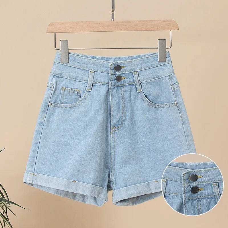 

New Style High-waisted Denim Shorts Spring Summer Korean Loose Casual Fashion Female Durable Jeans