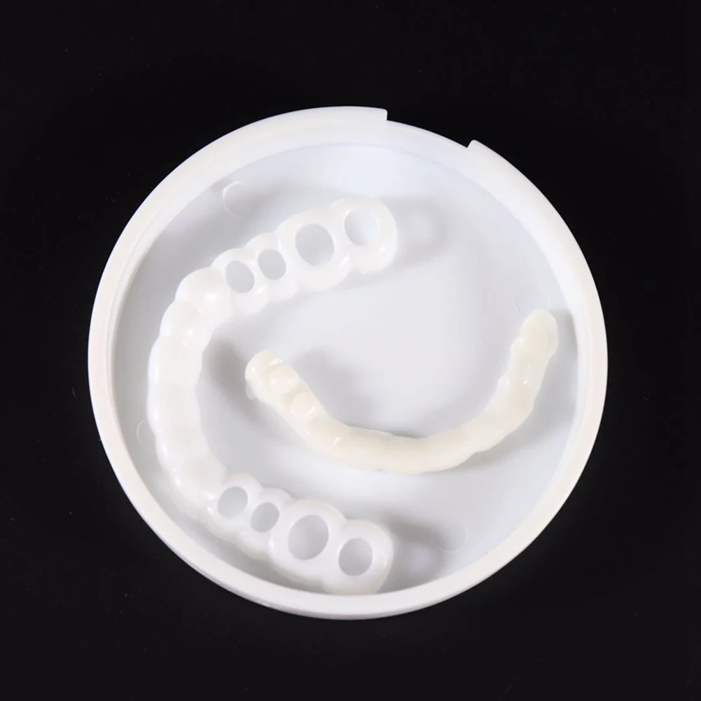 2 Kits Silicone Upper/Lower False Teeth Veneers Whitening Fake Tooth Cover Comfort Fit Cosmetic Denture Brace Smile Veneer Gel