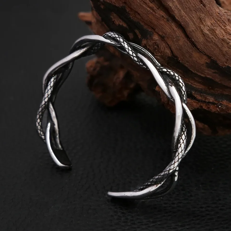 Punk Vintage Three-layer Twisted Woven Bracelets For Men Women Stainless Steel Fashion Open Bracelet Luxury Jewelry Wholesale