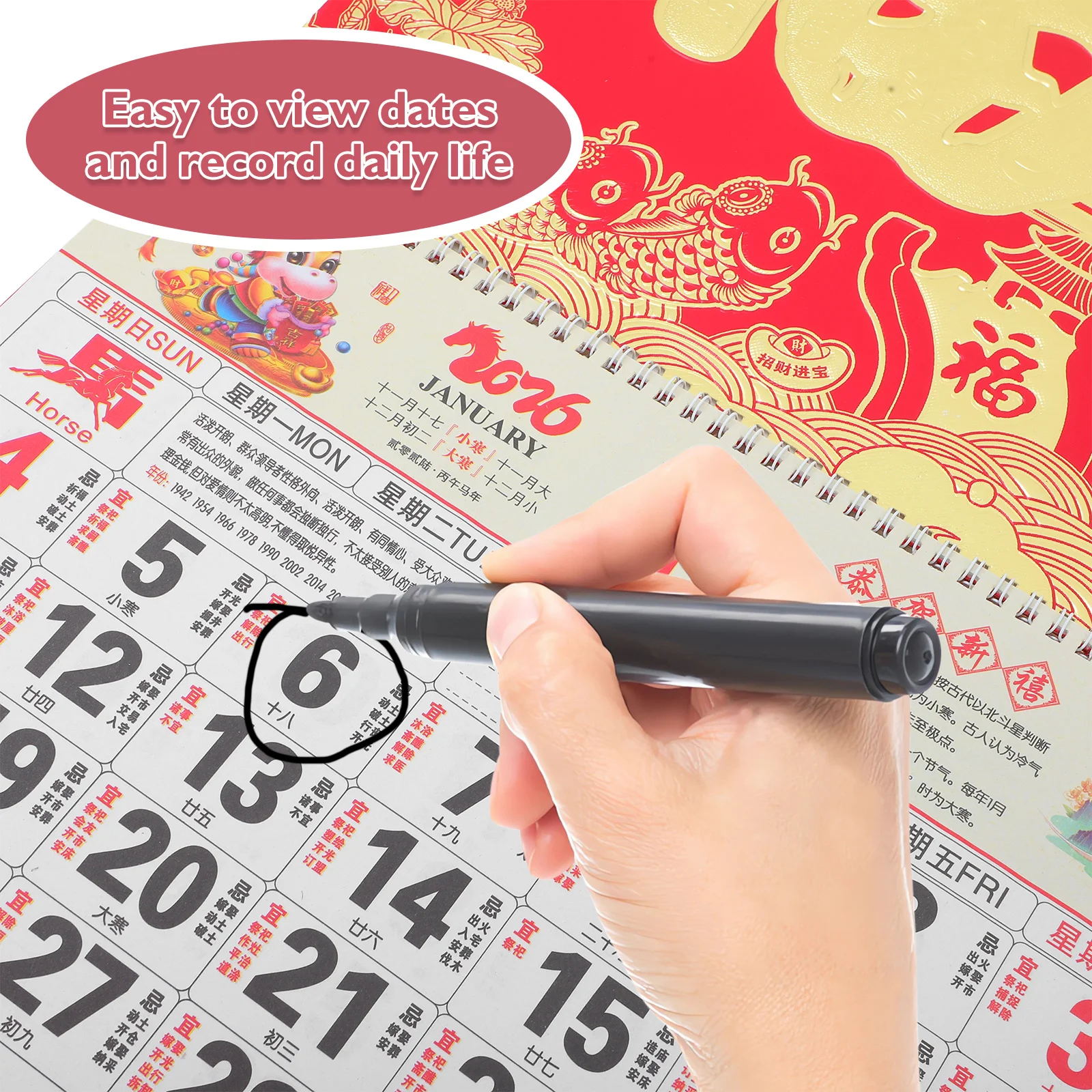 2 قطعة 2026 التقليدية الصينية معلقة تقويمات الحائط سنة الحصان زودياك التمور القمرية الذهب احباط فنغ شوي ديكور مكتب المنزل