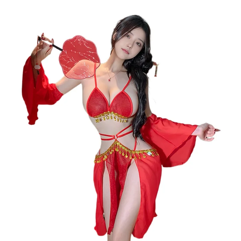 

Женское сексуальное женское белье в экзотическом стиле, антикварная униформа, ажурная кружевная юбка с поясом на животе, несъемная юбка с промежностью