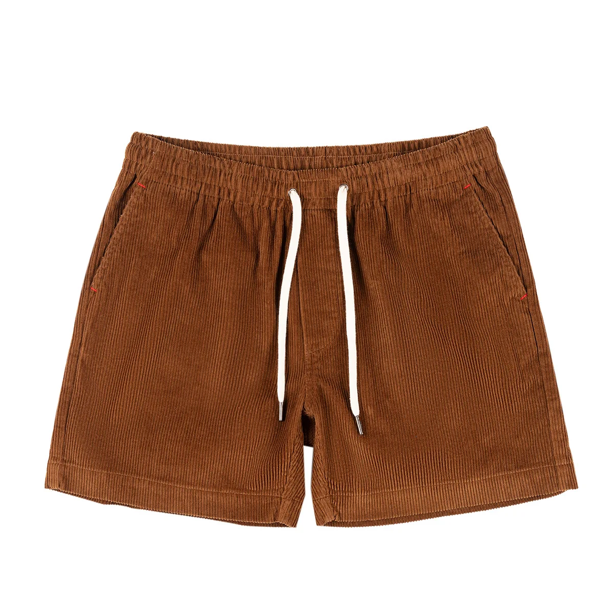 New Summer Men's Cotton Corduroy Casual Shorts Men And Women's Classic College Style Solid Color Drawstring Shorts Retro Washed