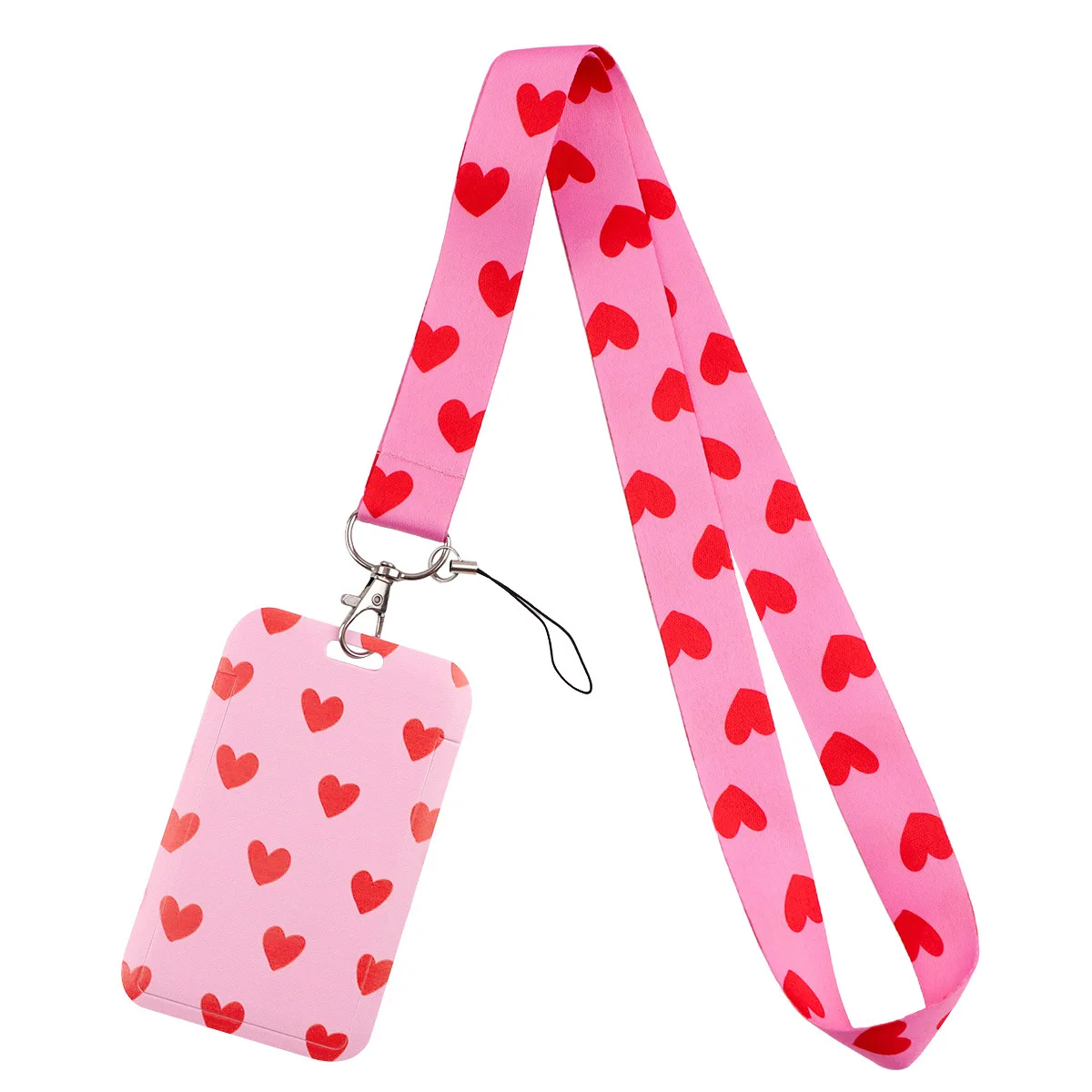 Valentine's Day Hearts Cartoon Credential Holder Cute Lanyards for Key Neck Strap For Card Badge Gym Keychain Keyring Accessory