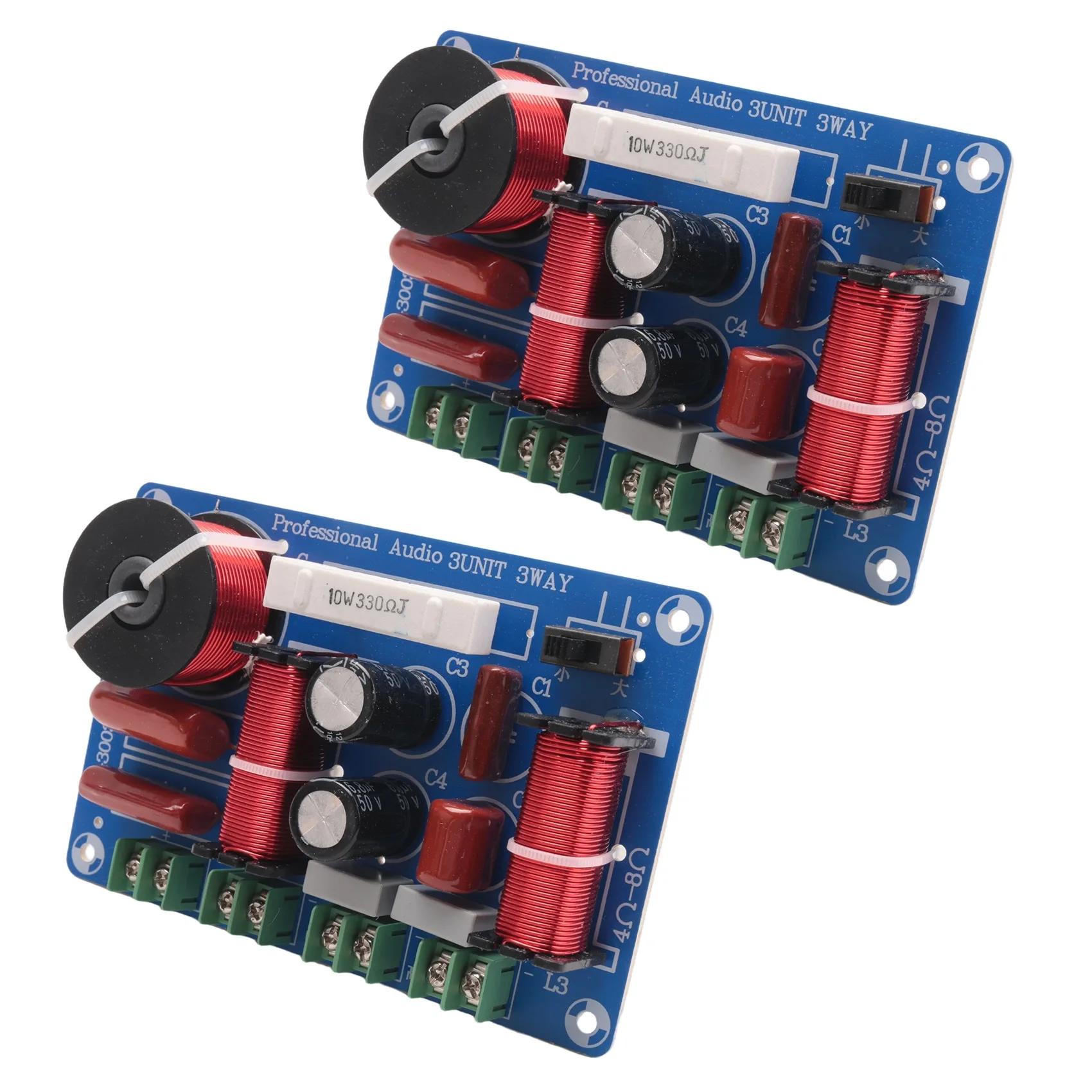 A40I 2PCS 3-Way 250W 850/5200Hz Frequency Divider DIY Speaker Filter Circuit Treble Medium Hifi Stereo Audio Crossover