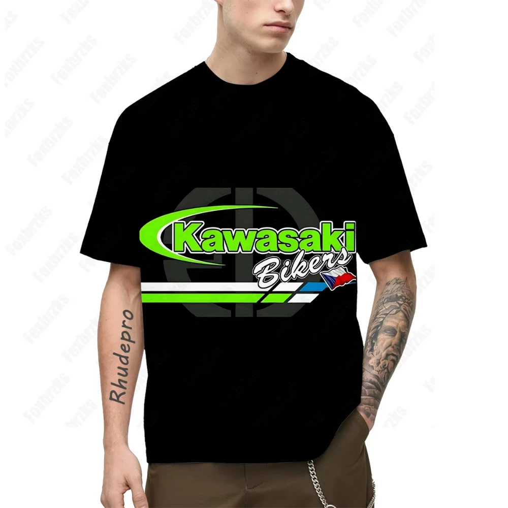 

2025 New Versatile Kawasakis Ninja Motorcycle Riding T Shirt Short-sleeved Men's Summer Trendy Brand Loose Customized Clothes
