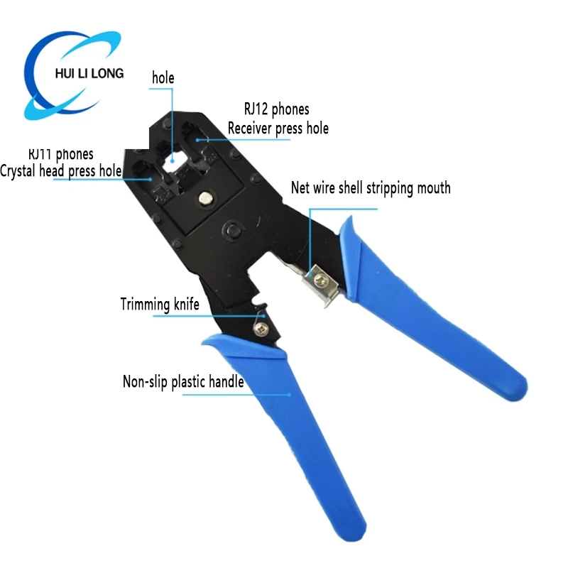 RJ45 crimper tool RJ11 RJ12 cat5e cat6 cable crimping tool network pliers tool 8P/6P4P multi-function cable pliers peeling shear