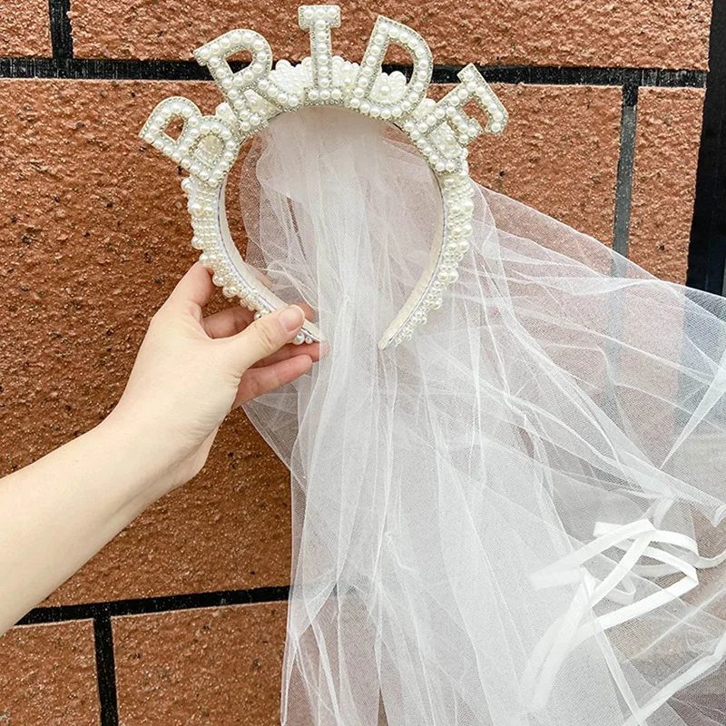 

Wedding Bachelor Party Decoration Bride Pearl Handmade Beading Headbands Bridal Shower Party Supplies