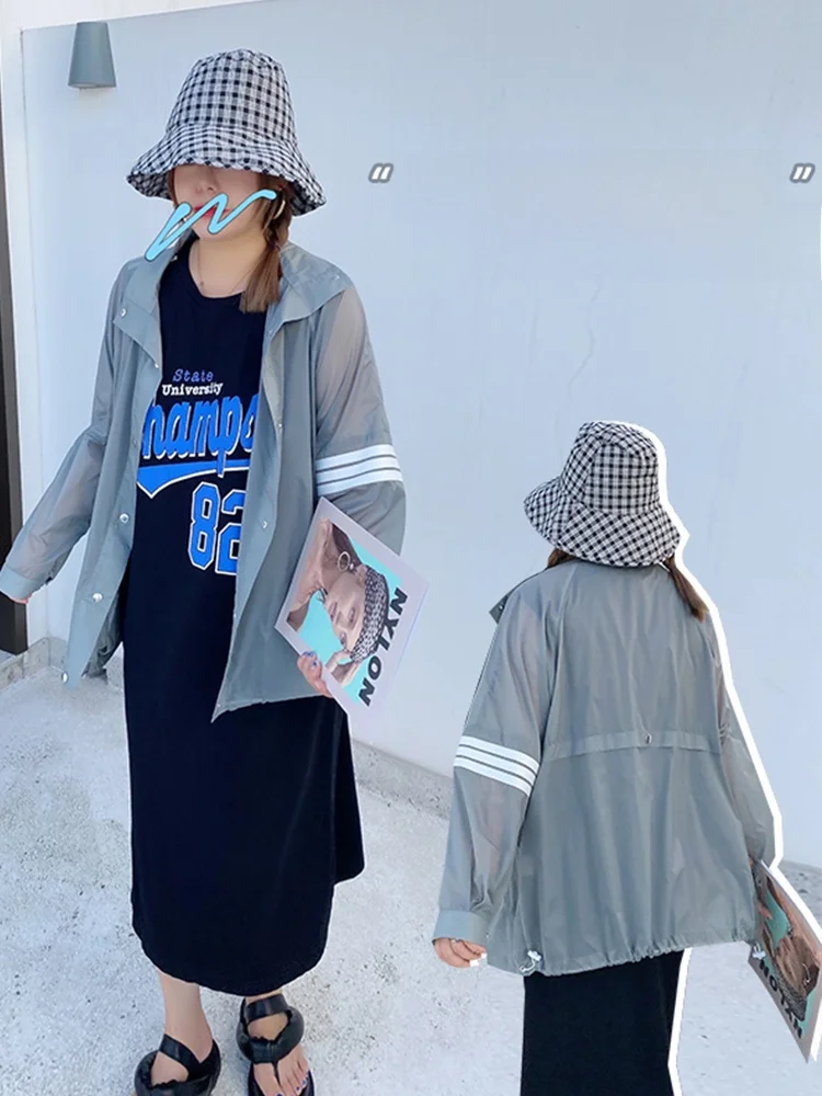 

Vogana Large Size Casual Lightweight Summer Sun Protection Loose Meat Covering Coat Comfortable Breathable Korean Sle Dr