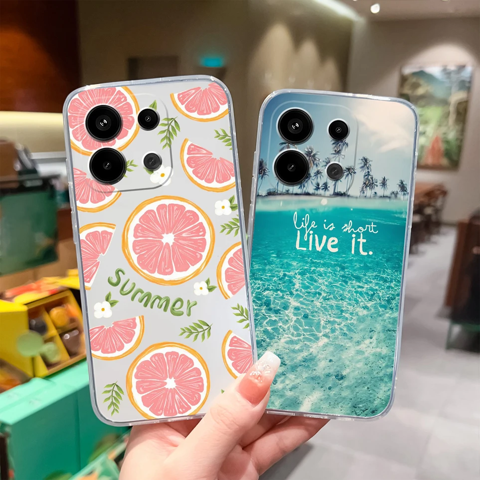 Phone Cases For Xiaomi Redmi Note 13 4G Cute Cats Transparent Silicone Soft TPU Coques For Note 13Pro 4G Shockproof Cover Fundas
