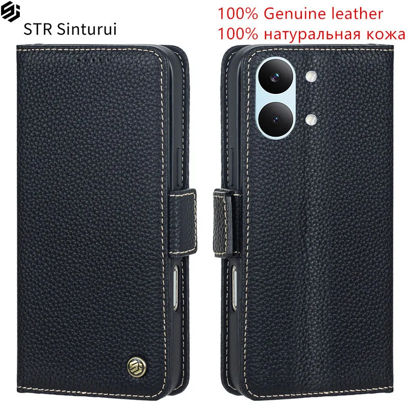 

STR Genuine leather lychee grain card Slot Wallet Cover For Xiaomi Poco X4 GT X7 X5 X6 X8 Pro Max Neo Flip shockproof phone Case