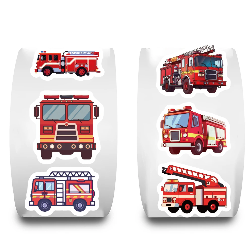 500PCS Fire Engine Roll Sticker Harajuku Laptop Bicycle Phone Paper Casual Luggage Coffee Gift Stationery Waterproof Stickers