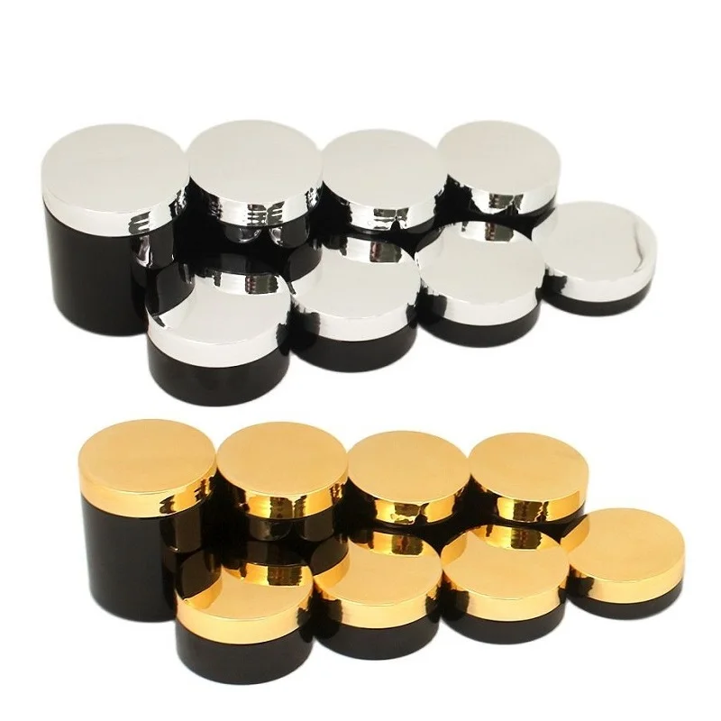 

Plastic Wide Mouth Bottle Cosmetics Jar Shiny Gold Silver Cap 50g 80g 100g 120g 150g 200g 250g Gloss Black Pots Cream Containers